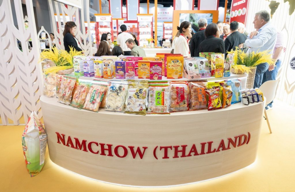 นำเชาไทยโชว์ศักยภาพส่งออกขนมข้าว พร้อมเปิดตัวมาสคอต "น้องบินบิน" ในงาน THAIFEX 2025